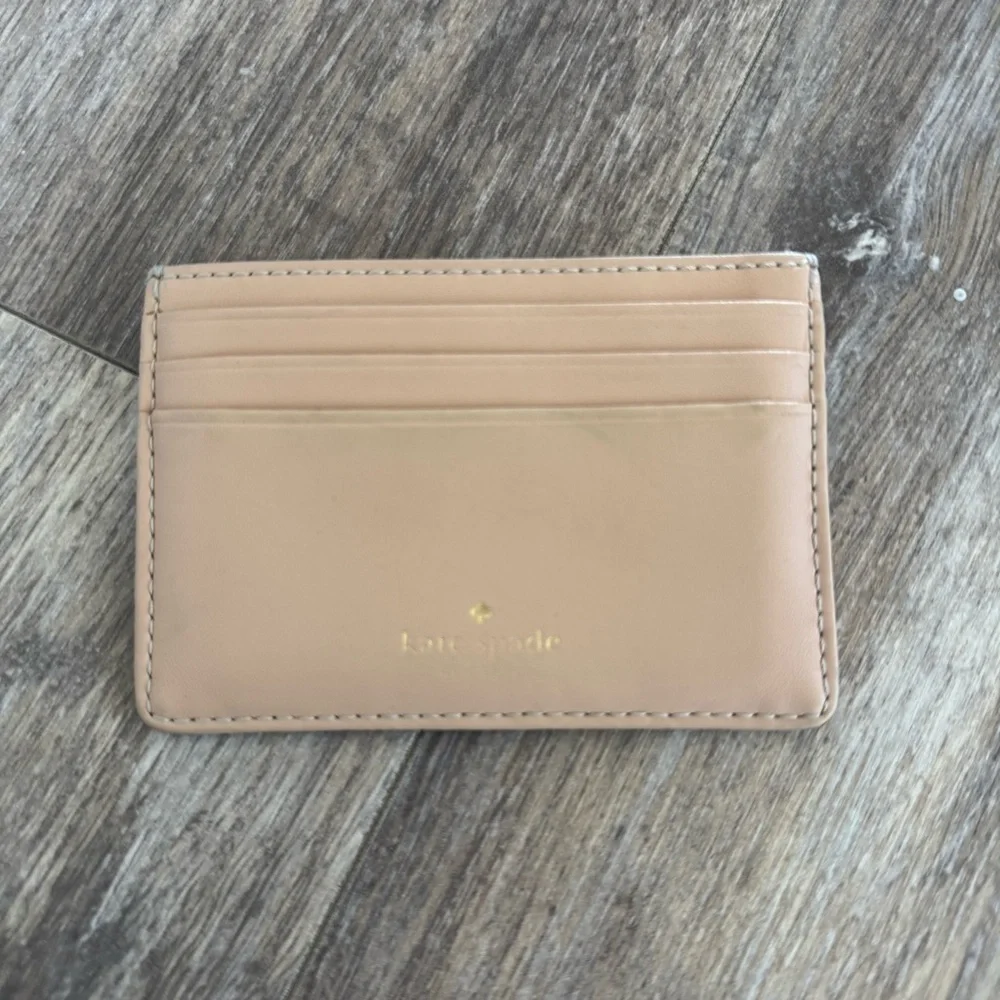 Kate Spade Black Pebbled Leather Card Holder Wallet - Pink Interior